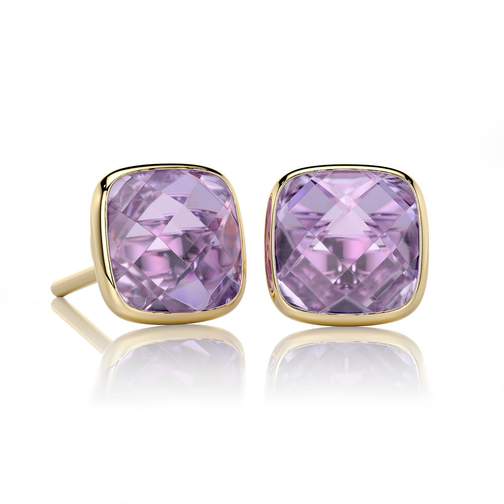 NAOMI - Amethyst Stud Earrings in 14K Gold