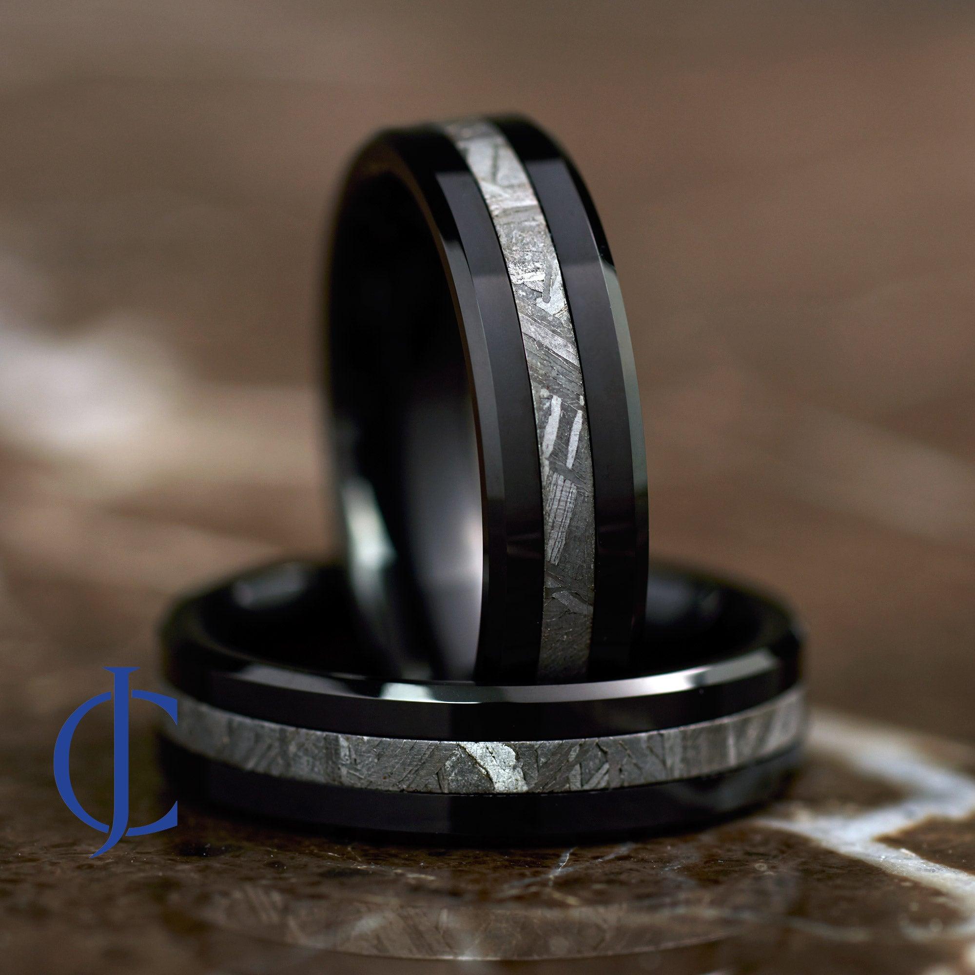 MUON BLACK - Meteorite Ring in Black Tungsten - 6mm