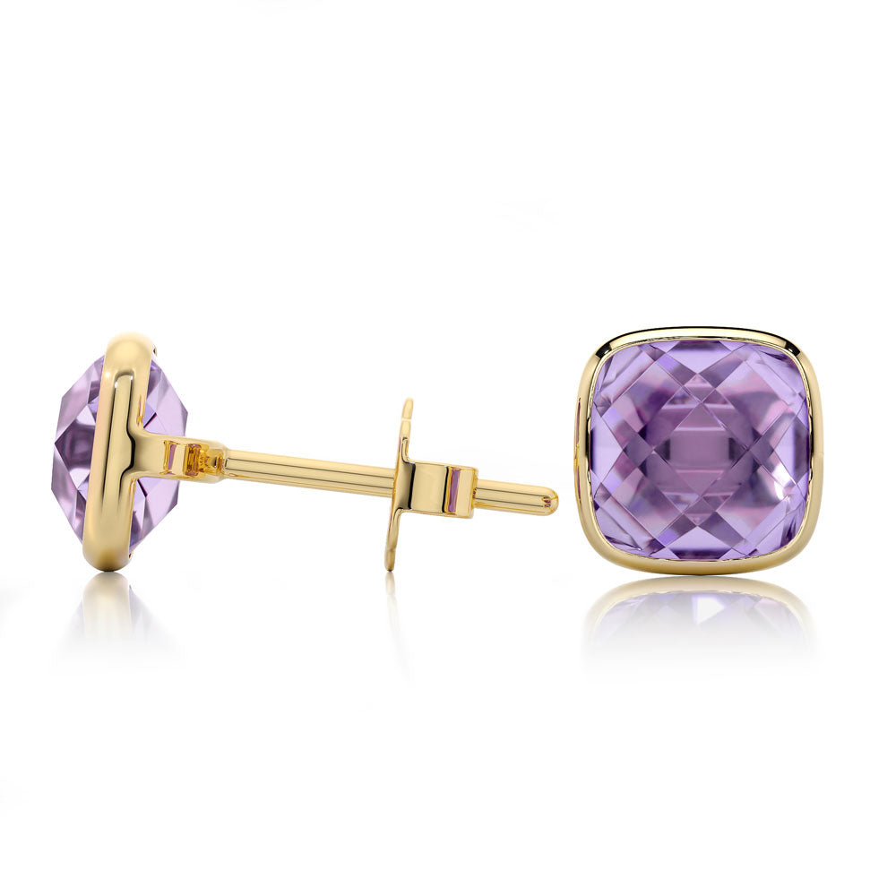 NAOMI - Amethyst Stud Earrings in 14K Gold