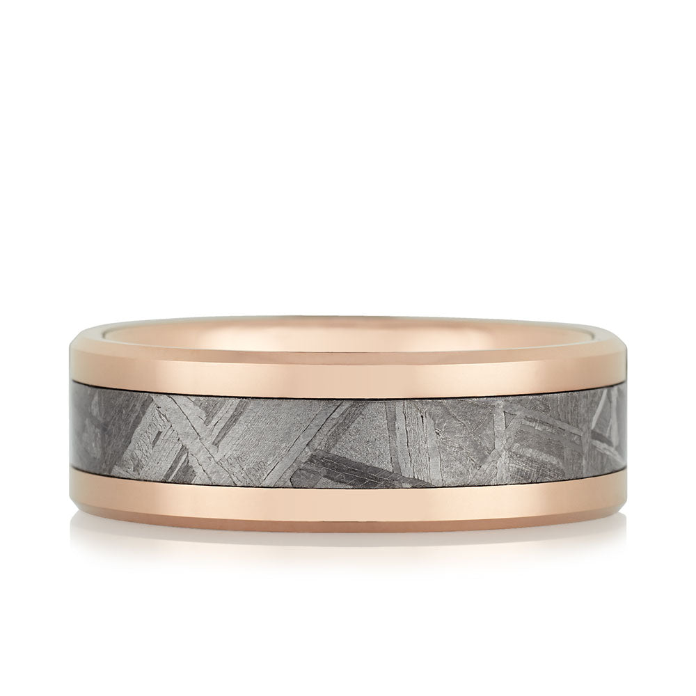 MUON ROSE - Meteorite Ring in Rose Gold Plated Tungsten