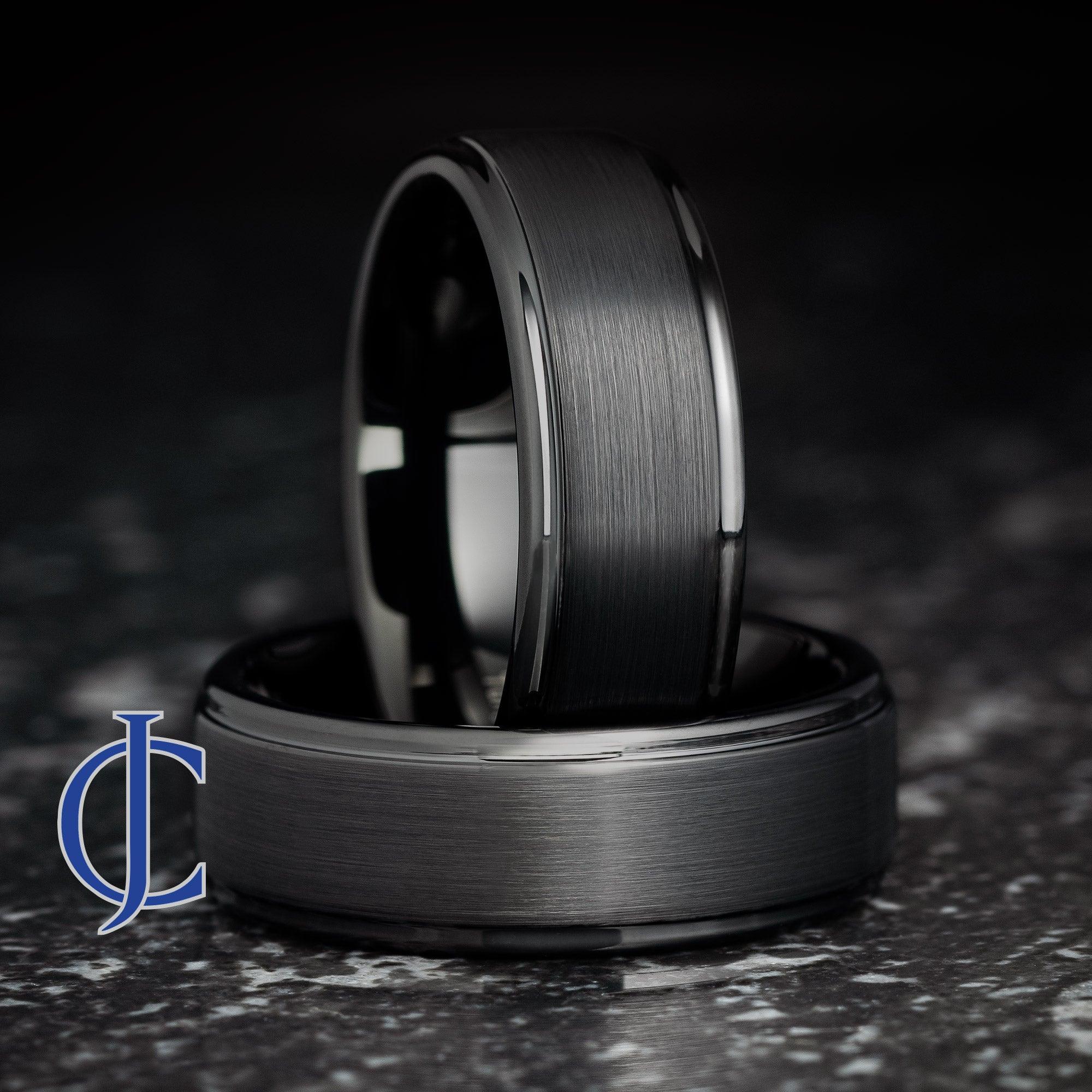 THE THUNDER BLACK Black plated Tungsten Ring - 8mm