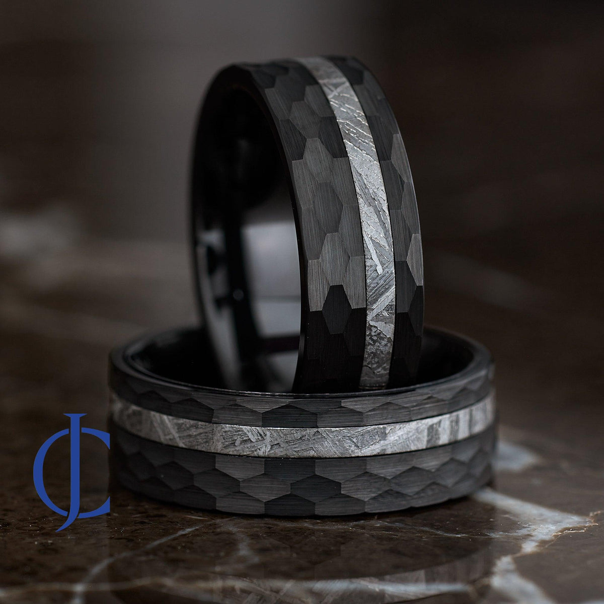 ECKHART - Meteorite Inlay Black Tungsten Ring - 8mm