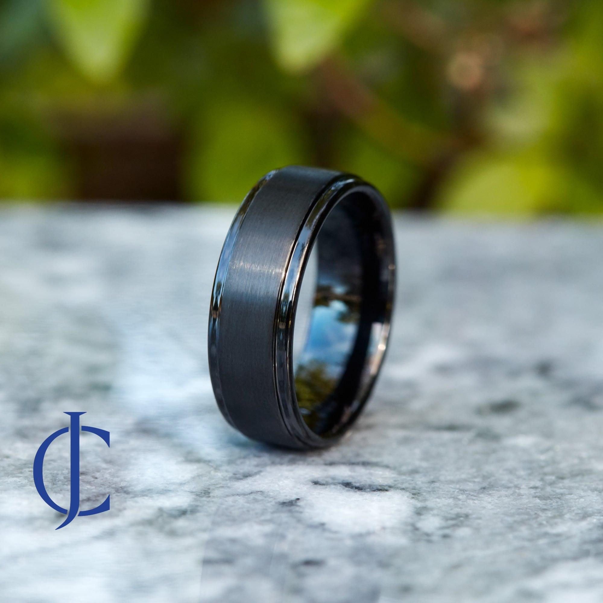 THE THUNDER BLACK Black plated Tungsten Ring - 8mm