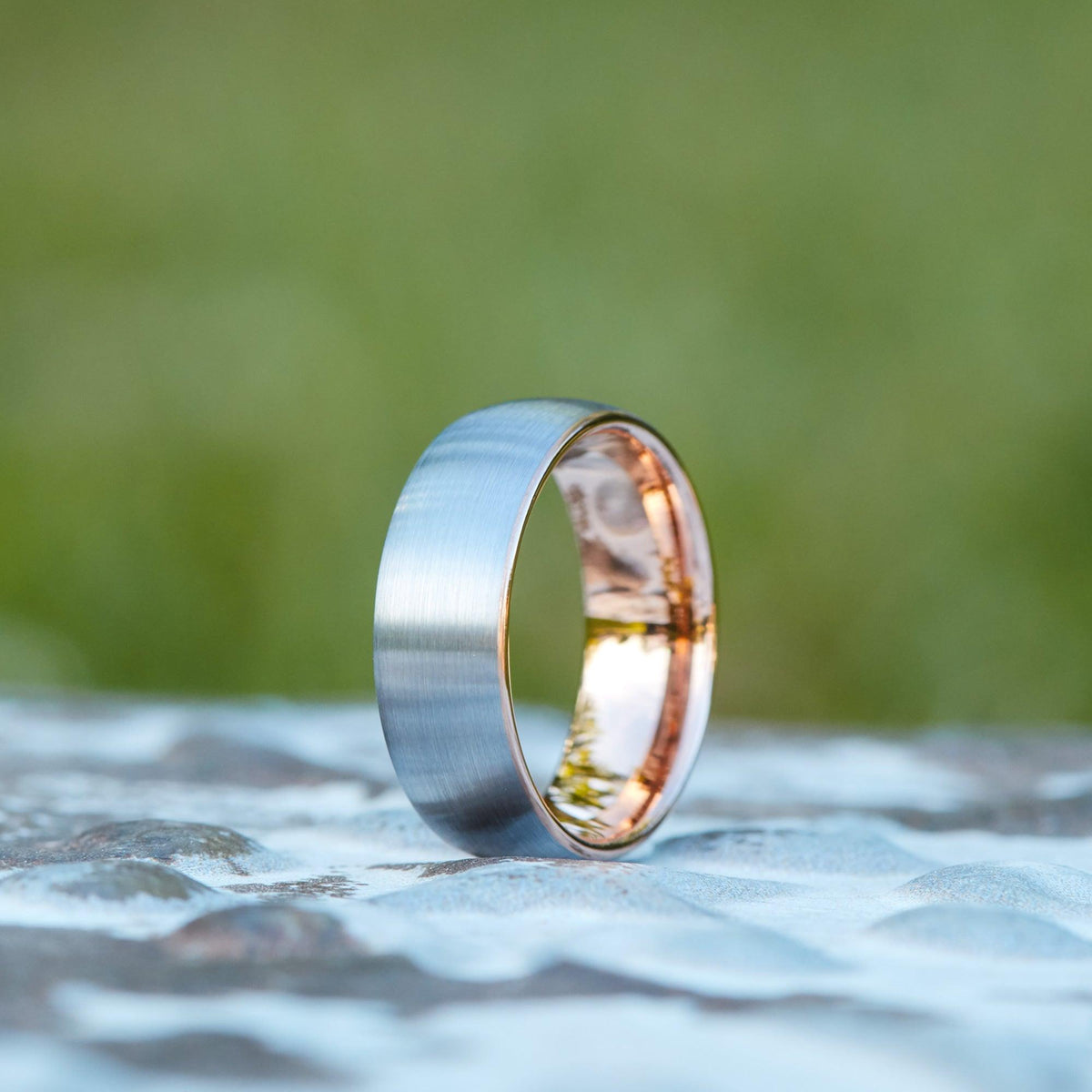 AEGIS ROSE - Rose Gold and Silver Brushed Tungsten Ring - 8MM