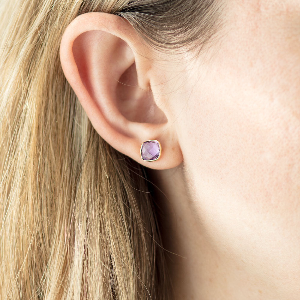 NAOMI - Amethyst Stud Earrings in 14K Gold