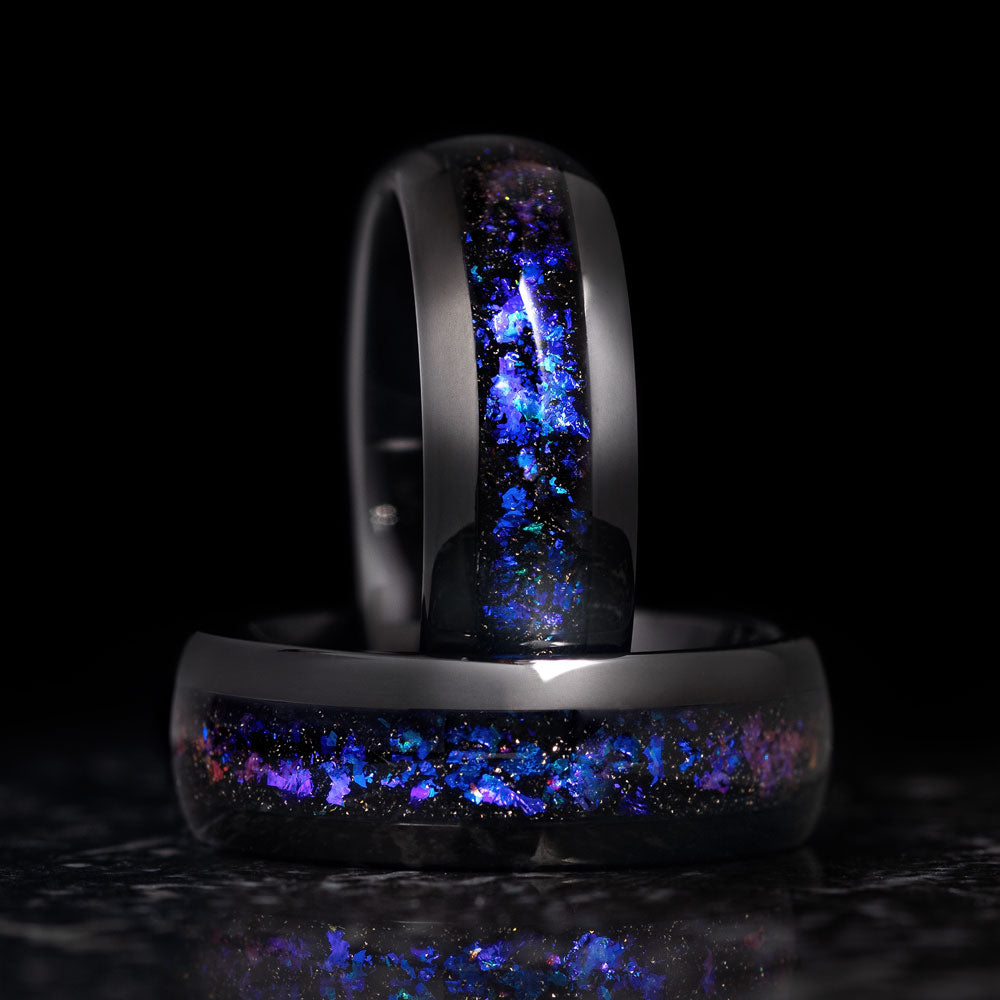 NEBULA - BlackTungsten Ring with Trifid Nebula Inlay