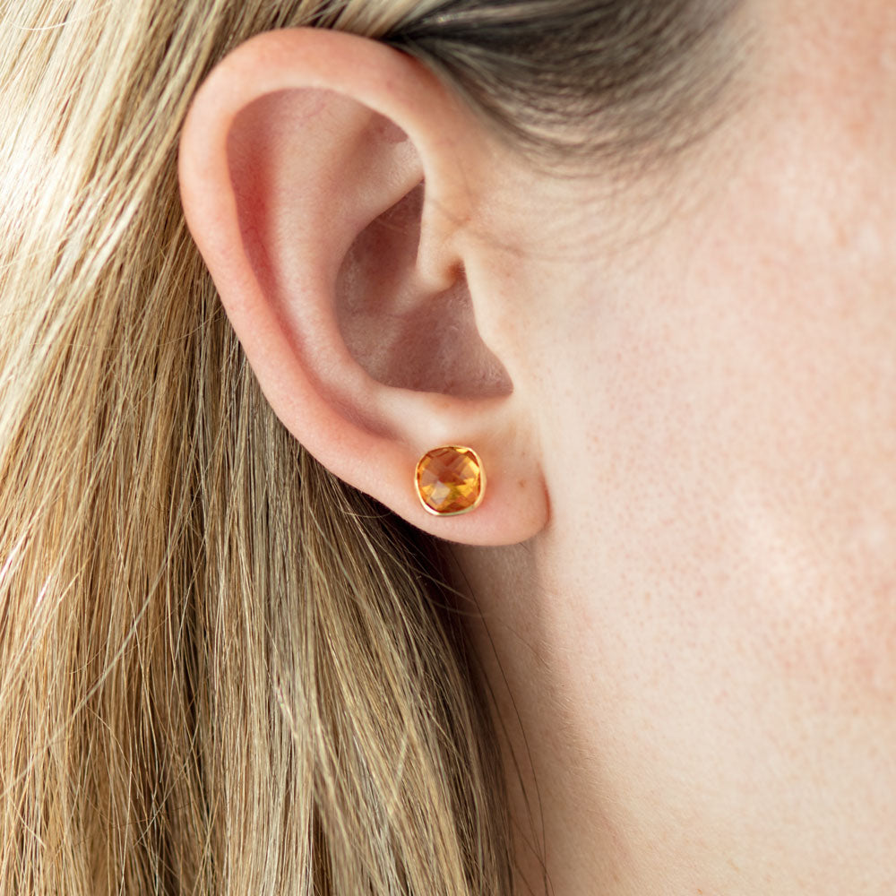 NAOMI - Citrine Stud Earrings in 14K Gold