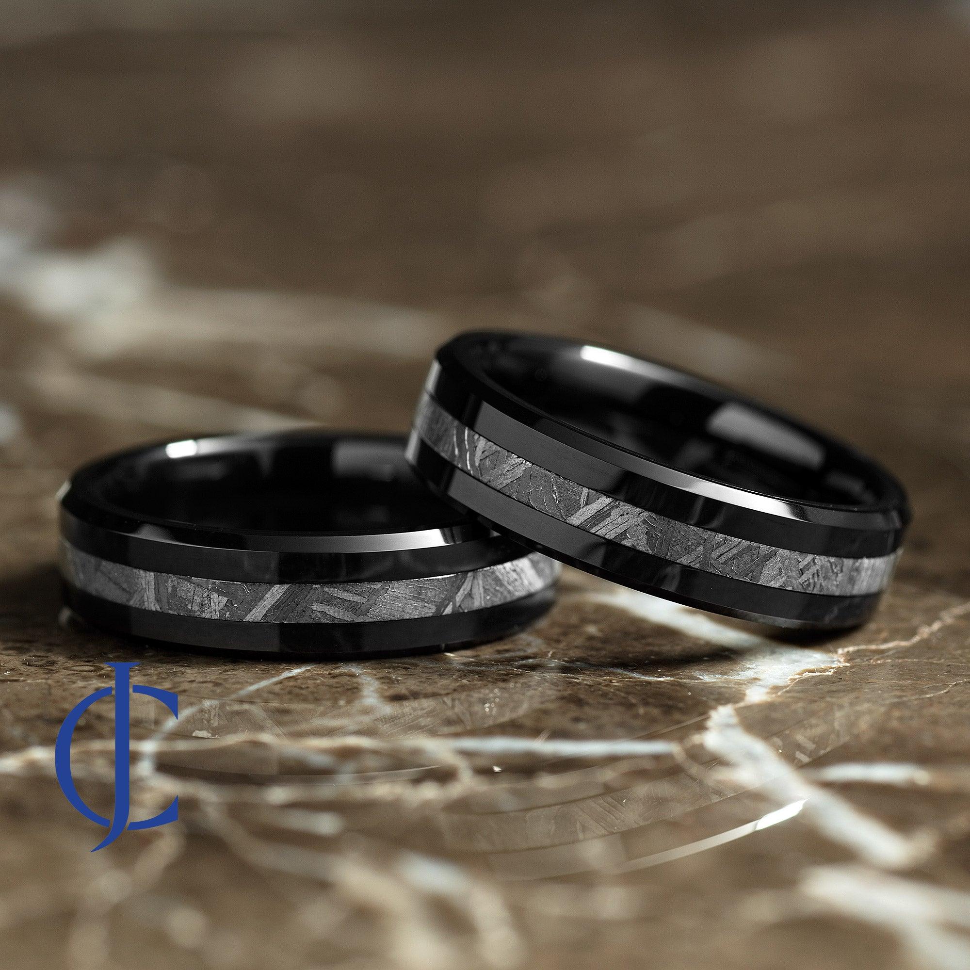 MUON BLACK - Meteorite Ring in Black Tungsten - 6mm