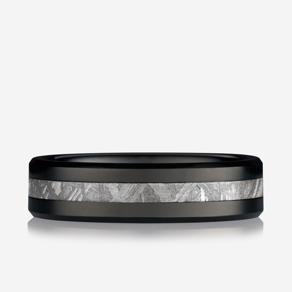 MUON BLACK - Meteorite Ring in Black Tungsten - 6MM