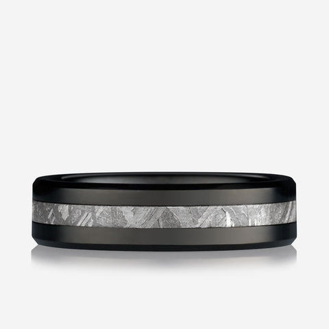 MUON BLACK - Meteorite Ring in Black Tungsten - 6MM