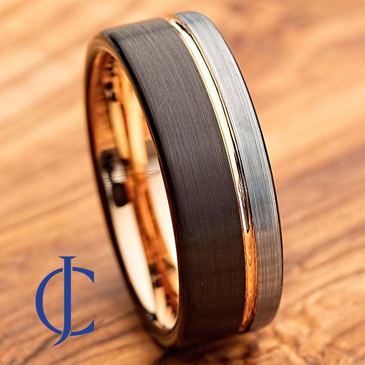 RALEIGH - Rose Gold and Black Tungsten Carbide Ring