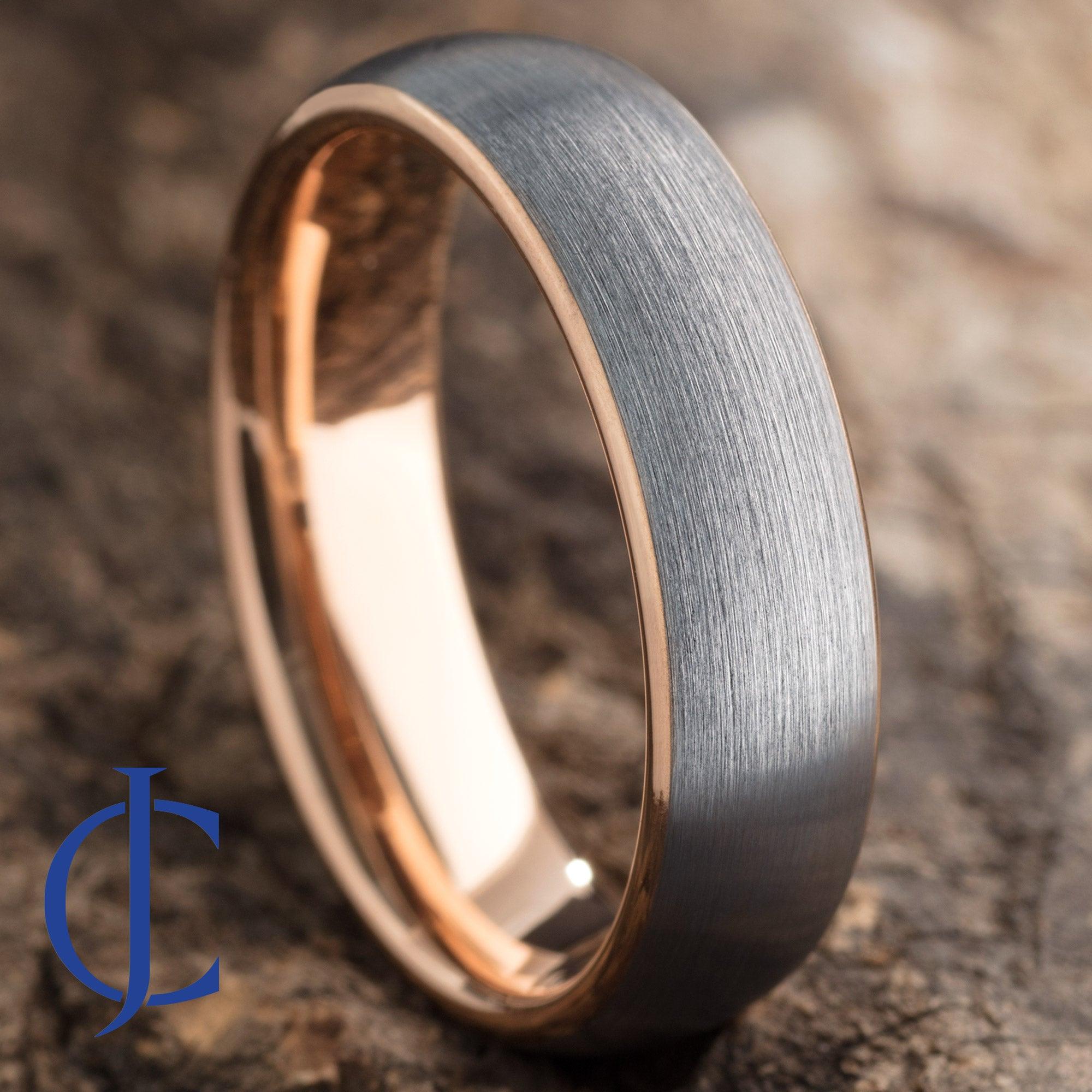 AEGIS ROSE - Rose Gold and Silver Brushed Tungsten Ring