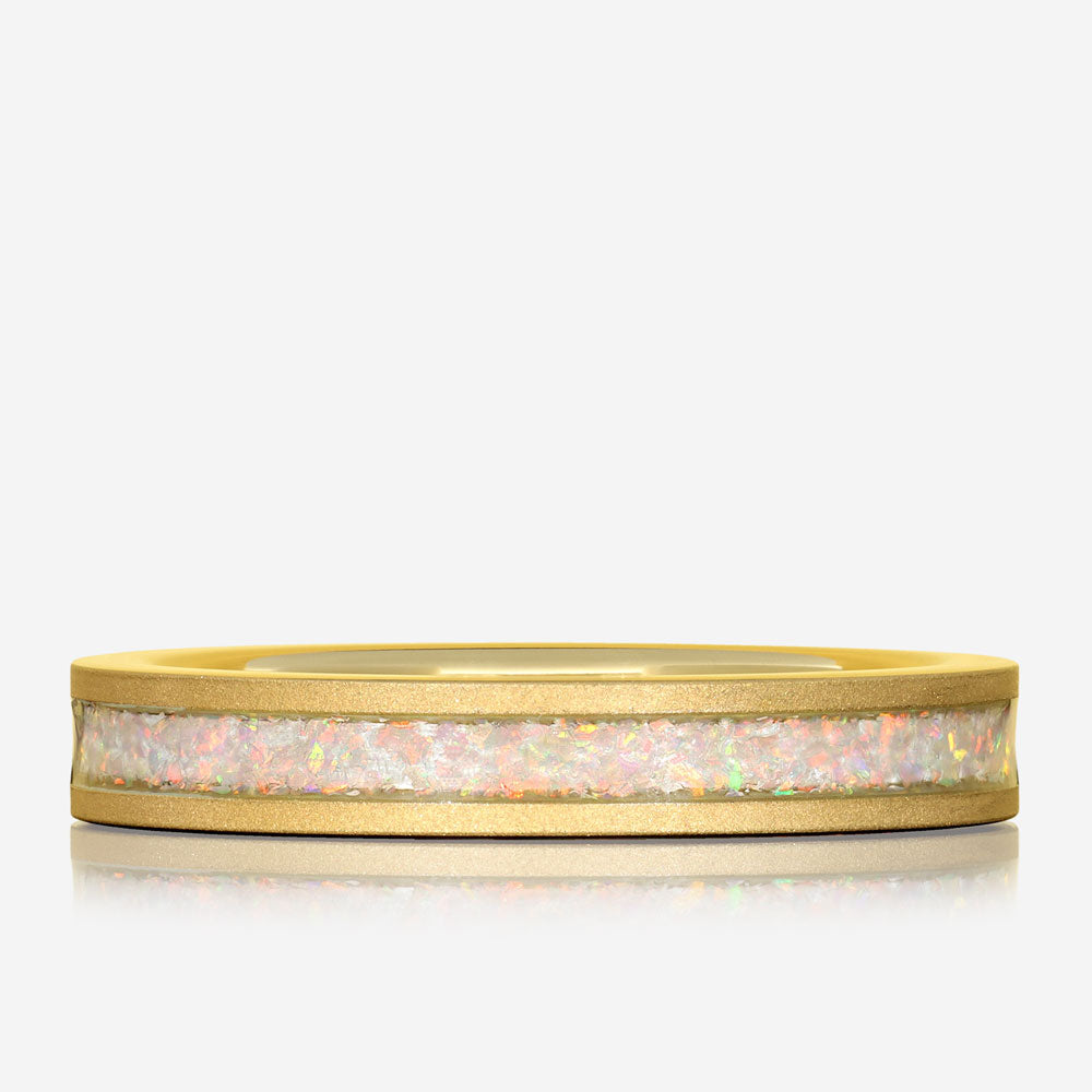 RAINEY GOLD - Gold Tungsten Ring with Opal Inlay