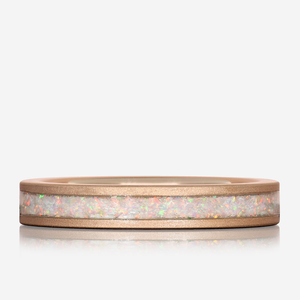 RAINEY ROSE - Rose Gold Tungsten Ring with Opal Inlay