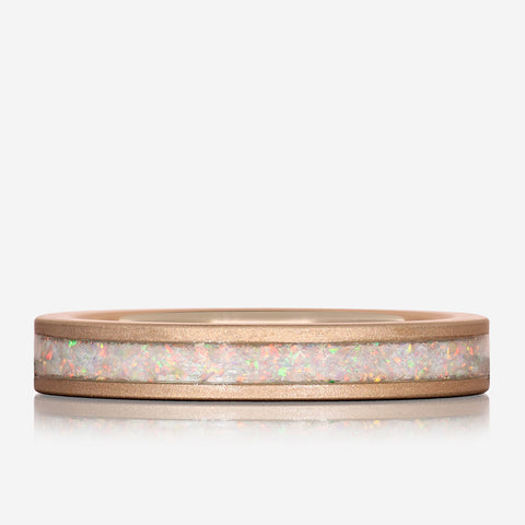 RAINEY ROSE - Rose Gold Tungsten Ring with Opal Inlay
